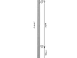 42.4mm Balustrade Post Fully Assembled 1100mm Long - Open Top