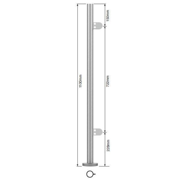 42.4mm Balustrade Post Fully Assembled 1100mm Long - Open Top