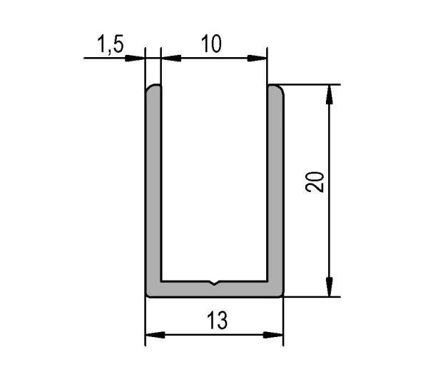Aluminium 'U' Channel 20 x 13mm - Image 2