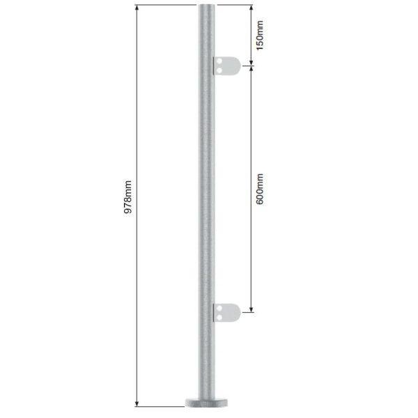 42.4mm Balustrade Post Fully Assembled 978mm Long - Open Top