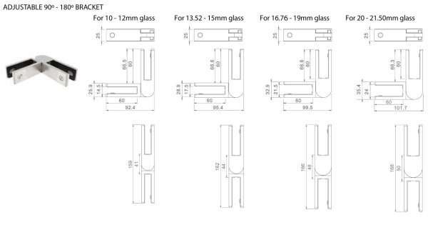 Balustrade Glass Stiffener - Glass to Glass Variable angle - Image 4