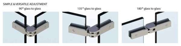 Balustrade Glass Stiffener - Glass to Glass Variable angle - Image 3